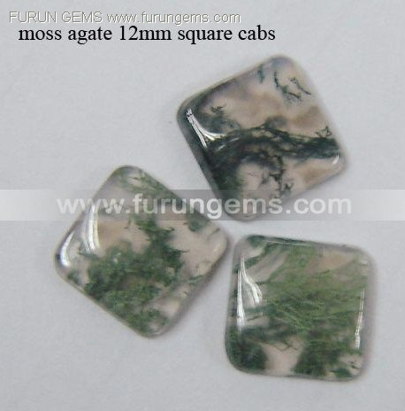 moss agate 12x12mm square cabs