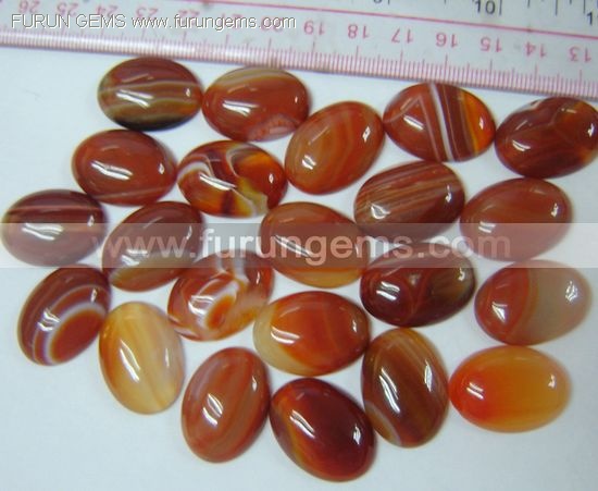 stripe black and red agate 15x20mm oval cabs