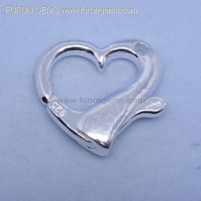 silver 925 heart lobster clasp