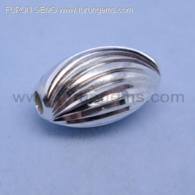 silver 925 stripe Olives  beads