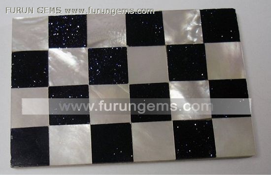 white MOP and blue goldstone mosaic tile
