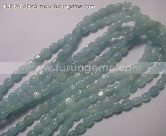 aquamarine square tumble beads 8x6mm