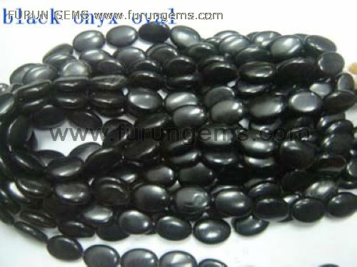 black onyx ova beads 15x20mm