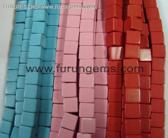 recon coral cube beads 10x10mm