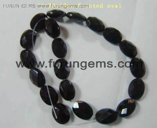 black onyx faceted oval beads 13x18mm