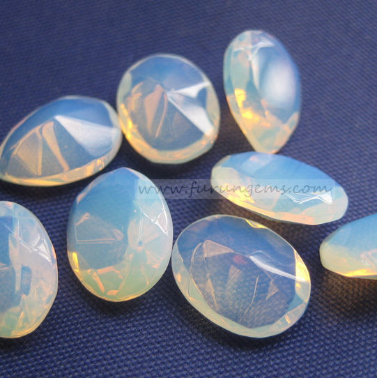 opal glass faceted oval 10x14mm