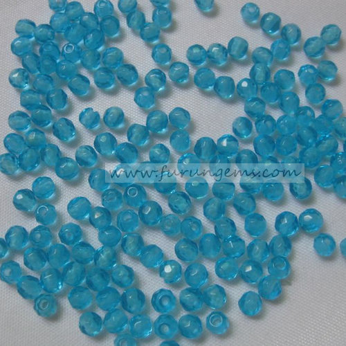 blue glass faceted round beads 4mm full hole