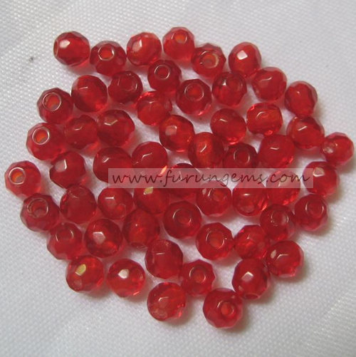 red glass faceted round beads 4mm full hole