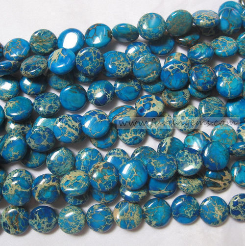blue imperial jasper coin beads