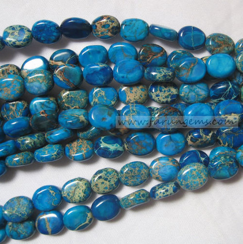 blue imperial jasper oval beads 10x8mm