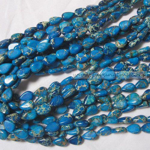 blue imperial jasper pear beads 12x8mm