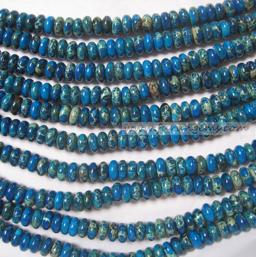 blue imperial jasper button roundel beads 10x5mm