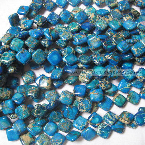 blue imperial jasper square beads 12x14x5mm