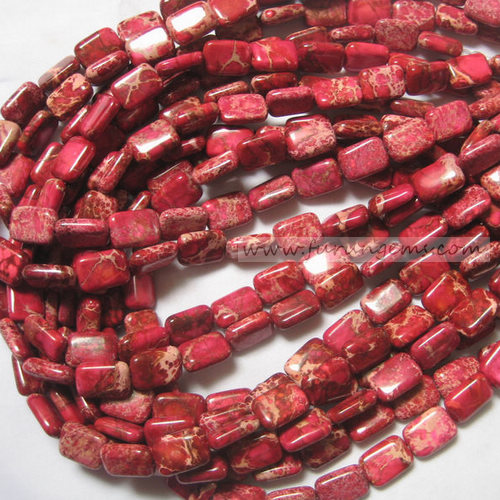 Imperial jasper rectangle beads 10x14mm red