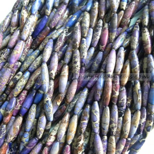 Imperial jasper long rice beads purple