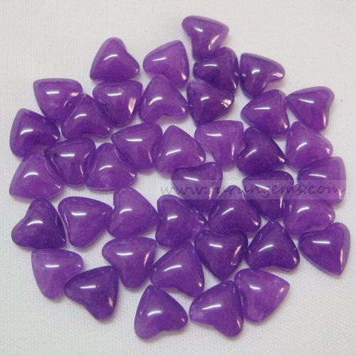 purple jade heart cabochons 8mm dyeing