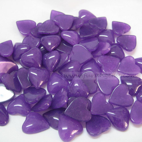 purple jade heart cabochons 16x15mm dyeing
