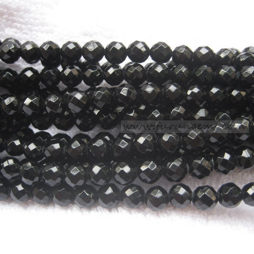 black agate faceted round beads 6mm,8mm