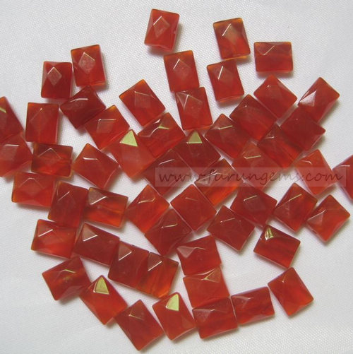 red agate faceted rectangle 9x7mm