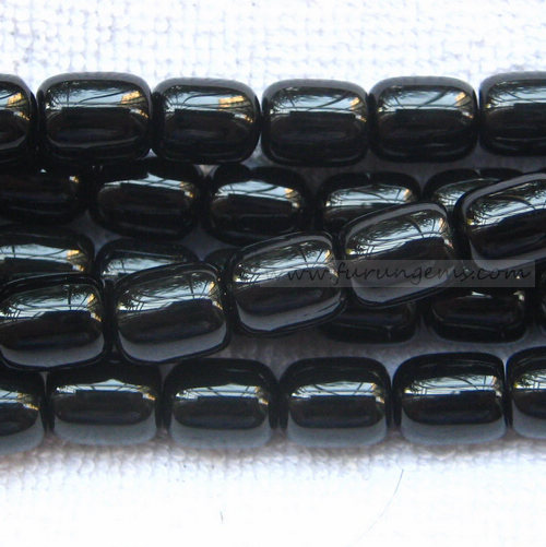 black obsidian barrel beads 10x12mm 2mm hole