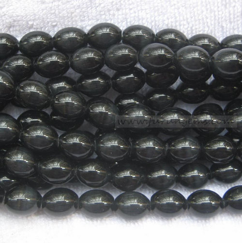 cat eye black rice beads 11x14mm 2mm hole