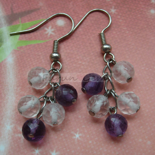 crystal 6mm faceted round beads earring