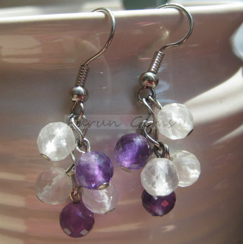 crystal 6mm faceted round beads earring