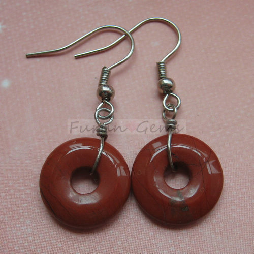 africa red jasper 15mm donut earring