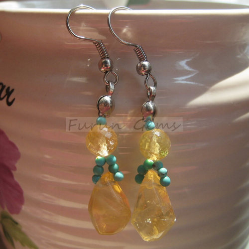 citrine nugget pear earring