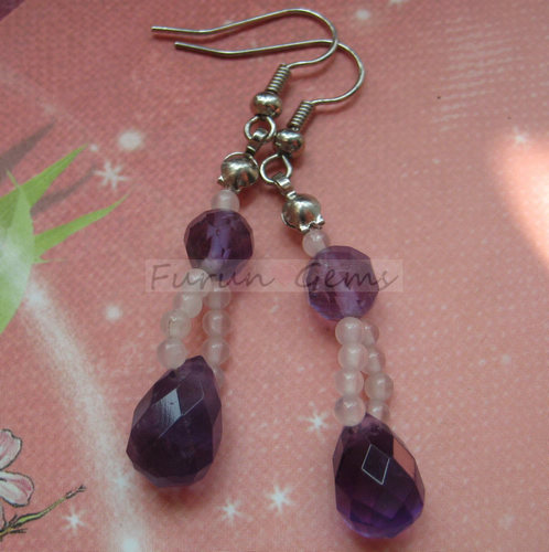 amehtyst faceted drop earring