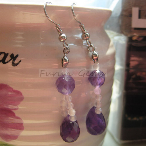 amehtyst faceted drop earring