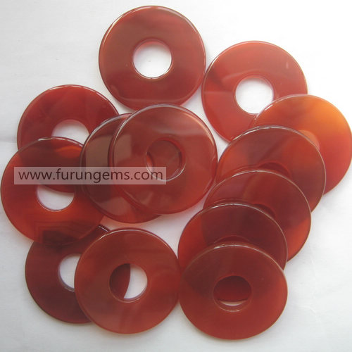 red agate flat donut 40mm