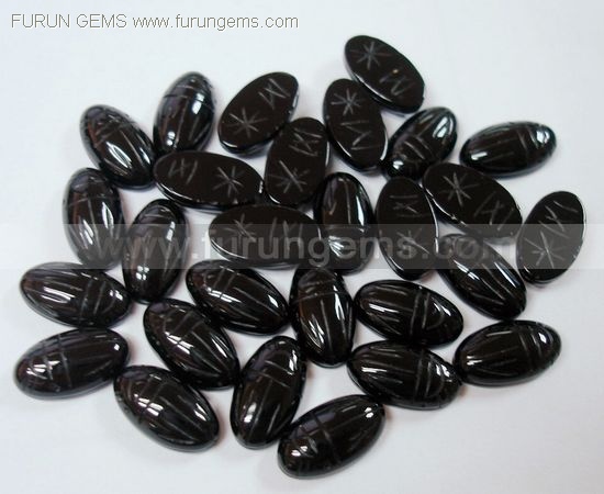 black onyx 14x7mm Scarab oval Cabs