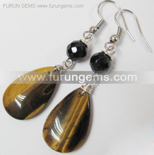 tiger eye pear earring