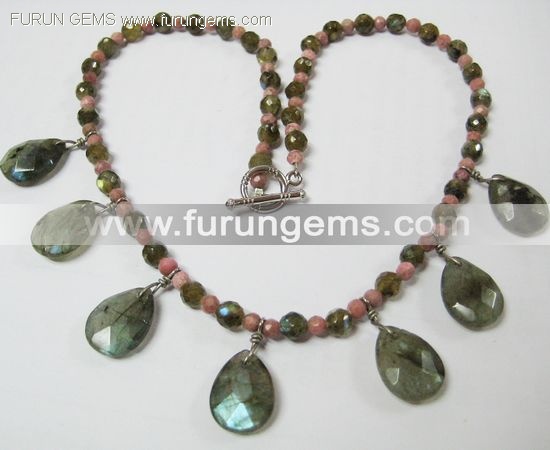 labradorite faceted pear necklace