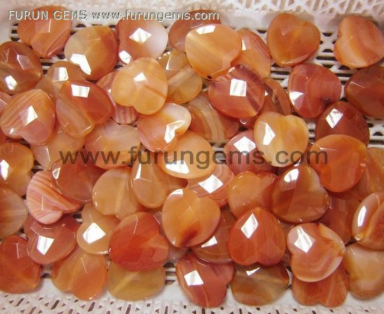 carnelian faceted puff heart