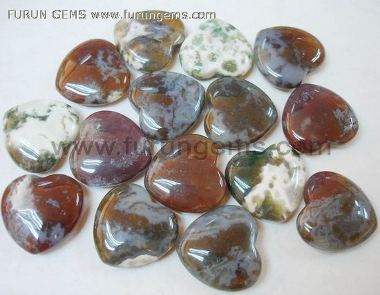 moss agate puff heart