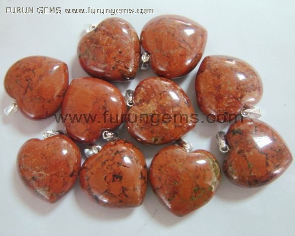 breciated jasper puff heart pendant