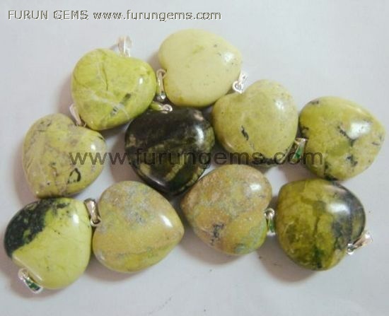 yellow turquoise puff heart pendant