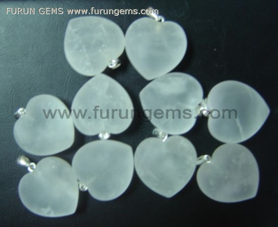crystal frosted puff heart pendant