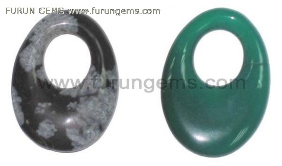 green agate and snowflake donut ring