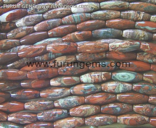 Breciated jasper barrel beads