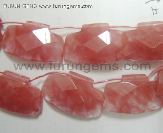 cherry quartz hand bag beads 35x20mm
