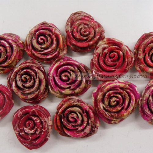 Imperial jasper rose flower red 30mm