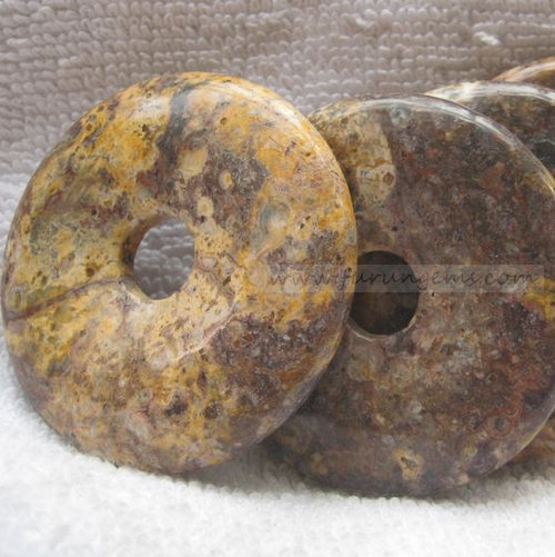 yellow leopard skin jasper donut 50x10mm
