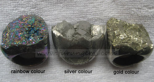 pyrite ring  gold/silver/rainbow 35mm