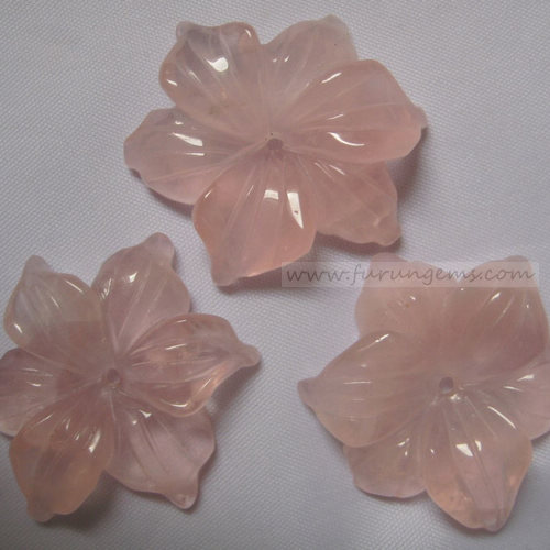 rose quartz flowers carvings 30mm 0mm