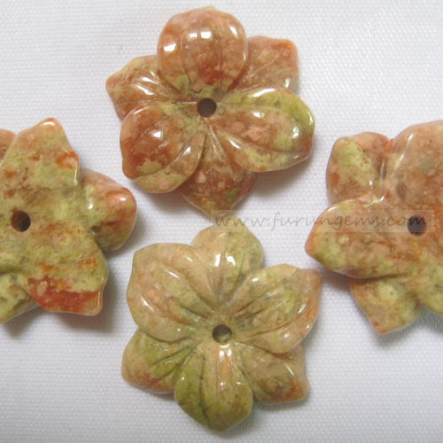 unakite flowers carvings 15-50mm