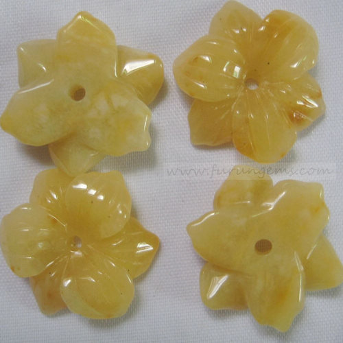 yellow jade flowers carvings 15-50mm