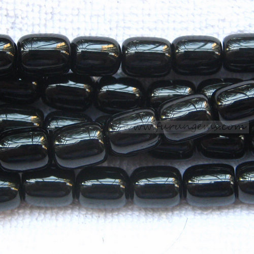 black obsidian barrel beads 10x12mm 2mm hole